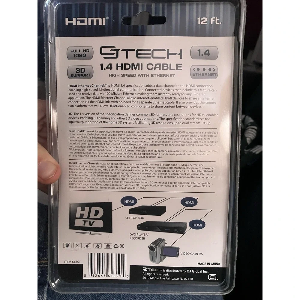Cj Tech (item 61851) 12 Feet HDMI Cable 4K Round Cable Brand New (2)